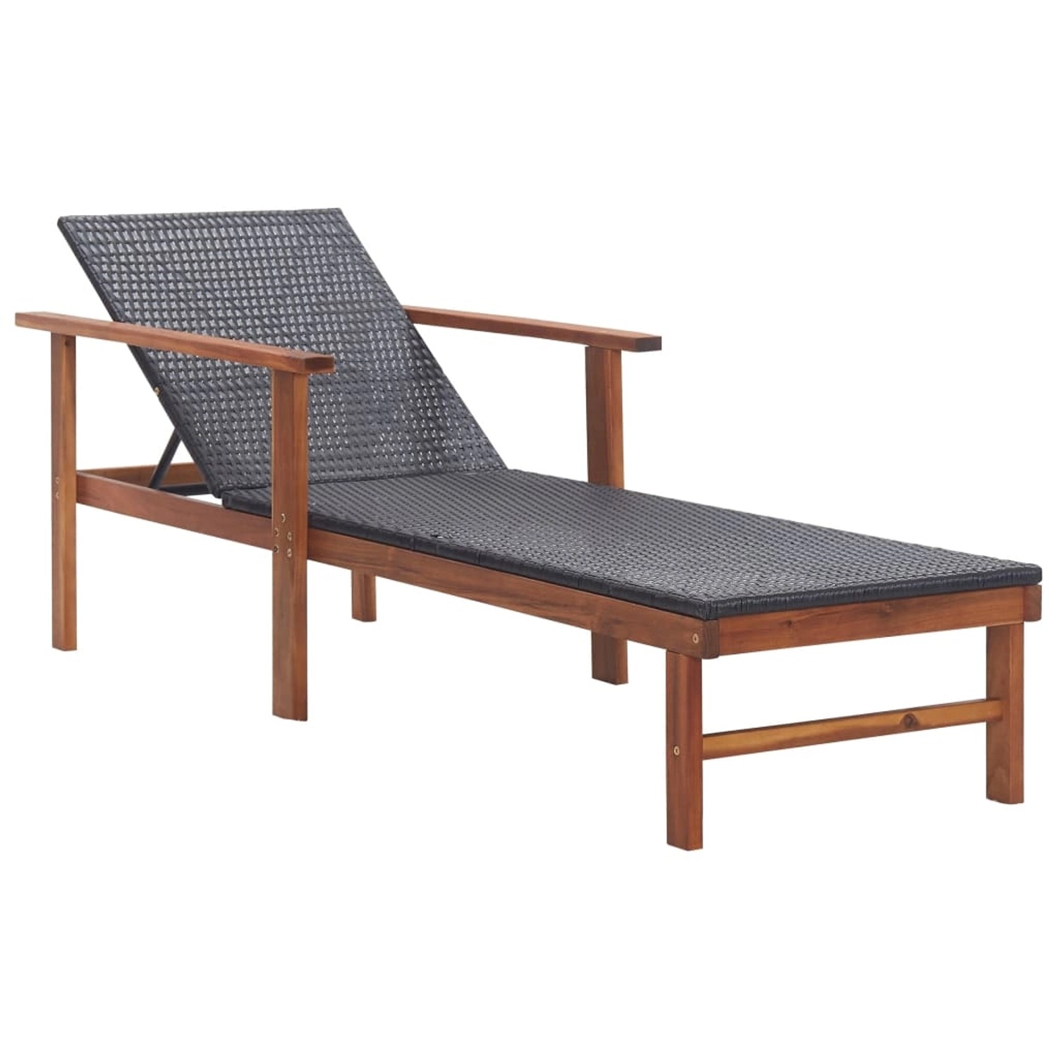 vidaXL Sonnenliege Poly Rattan und Massivholz Akazie Schwarz 48706