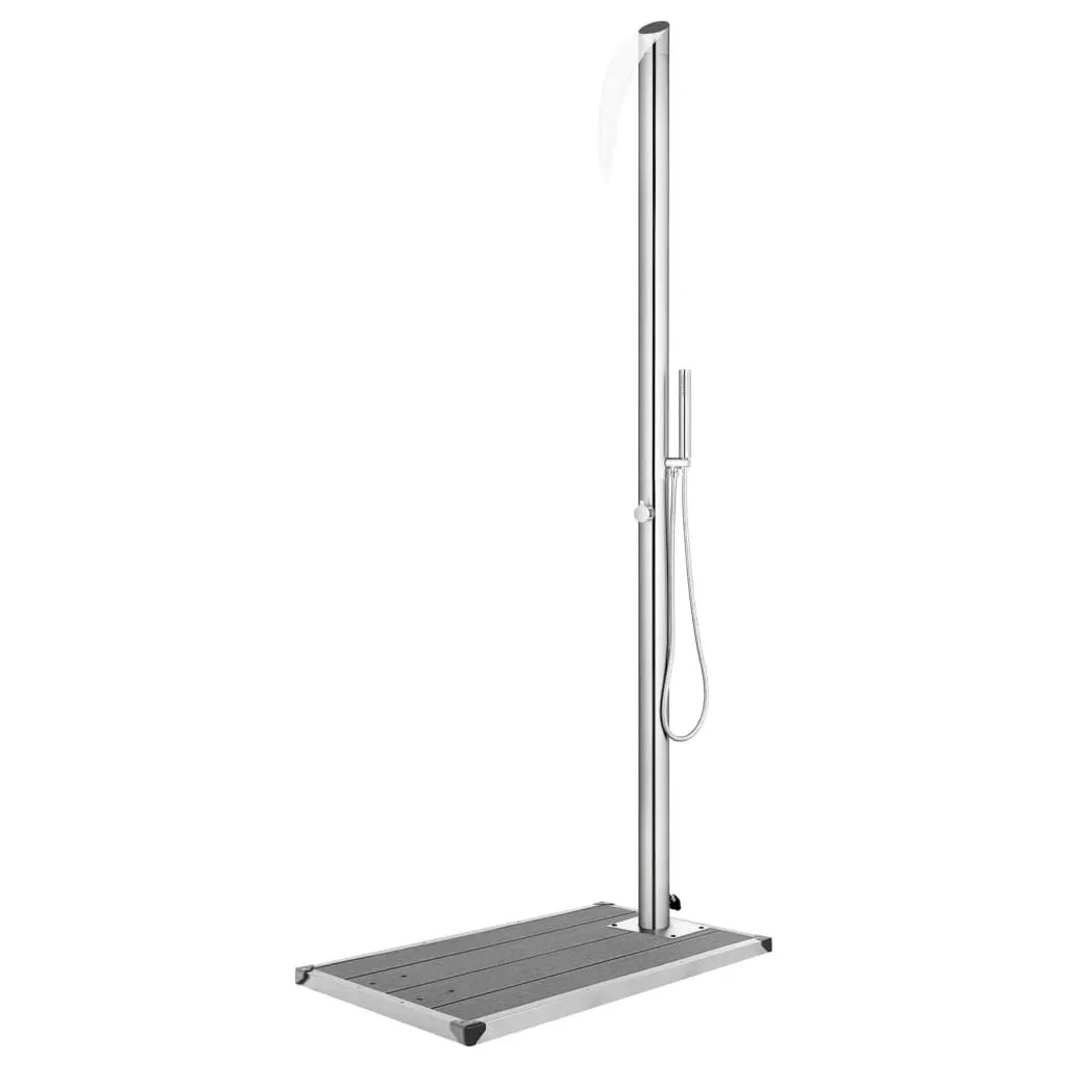 vidaXL Gartendusche mit Grauer Bodenplatte 225 cm Edelstahl 3070795