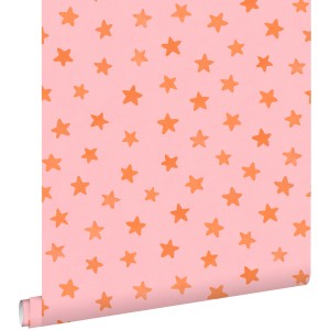 ESTAhome Tapete Kleine Sterne Rosa Und Orange 50 X 900 Cm - 131711