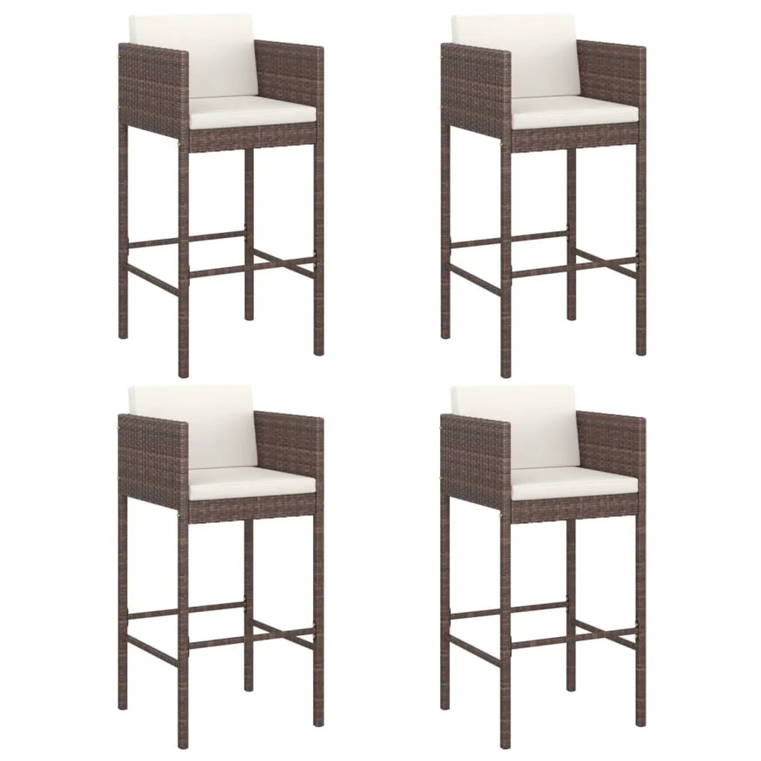 vidaXL Barhocker 4 Stk mit Kissen Braun Poly Rattan 316659