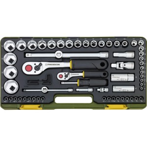 Proxxon Steckschlüsselsatz, 65-teilig mit Ratschen, Nüssen und Bits im Koffer.