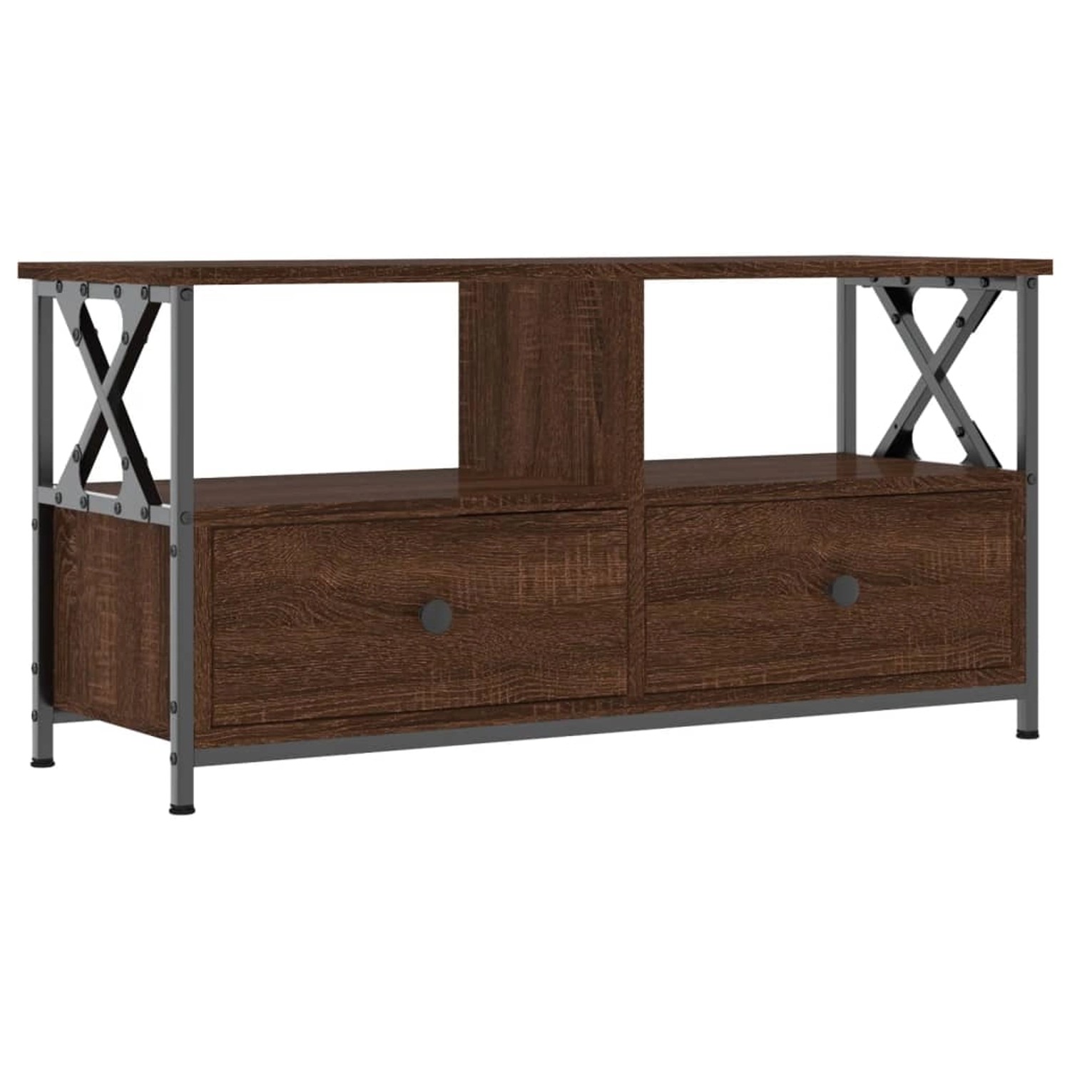 VidaXL TV-Schrank Braun Eichen-Optik 90x33x45 cm Holzwerkstoff & Eisen günstig online kaufen
