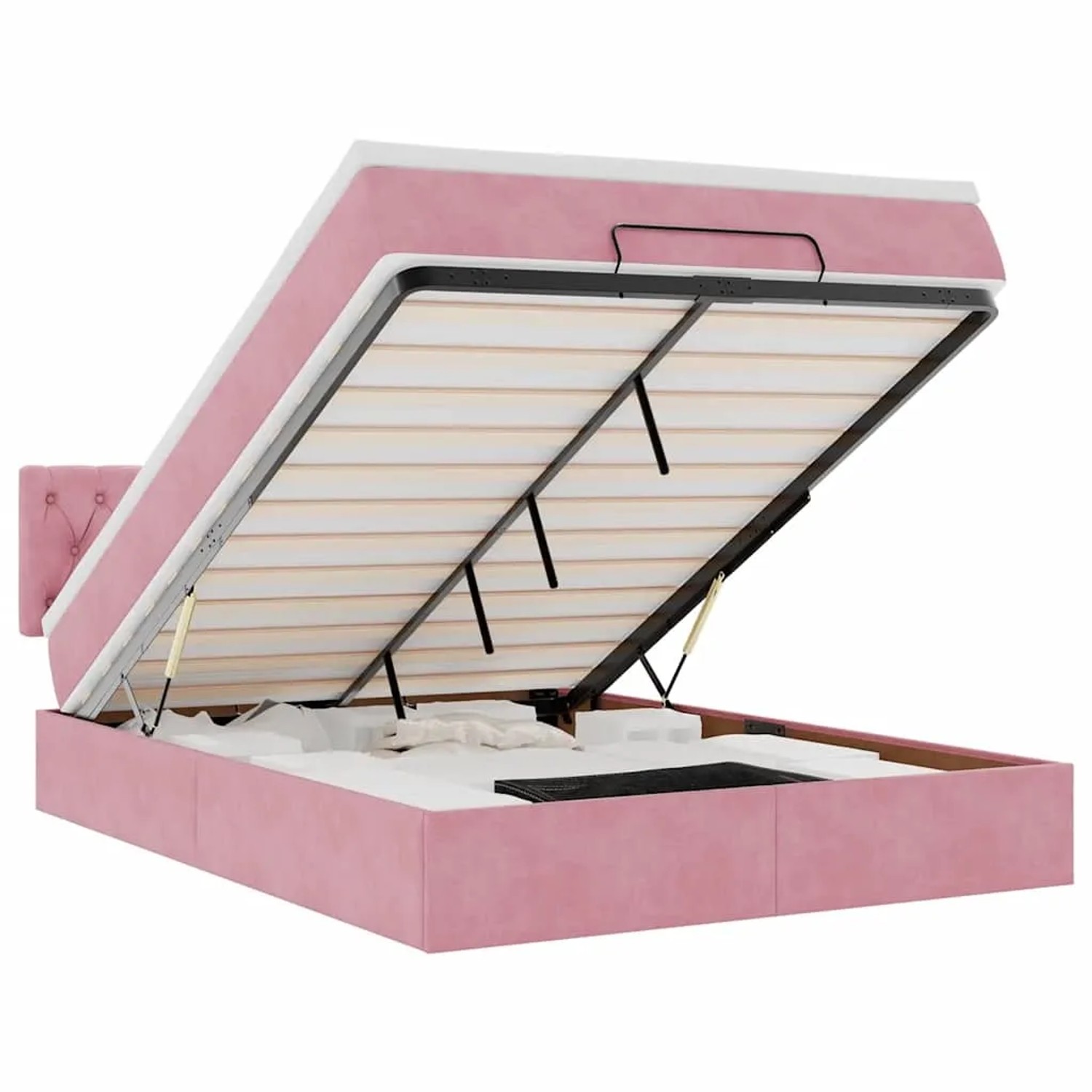 vidaXL Ottoman-Bett mit Matratze Rosa 140x190 cm Samt 3311848