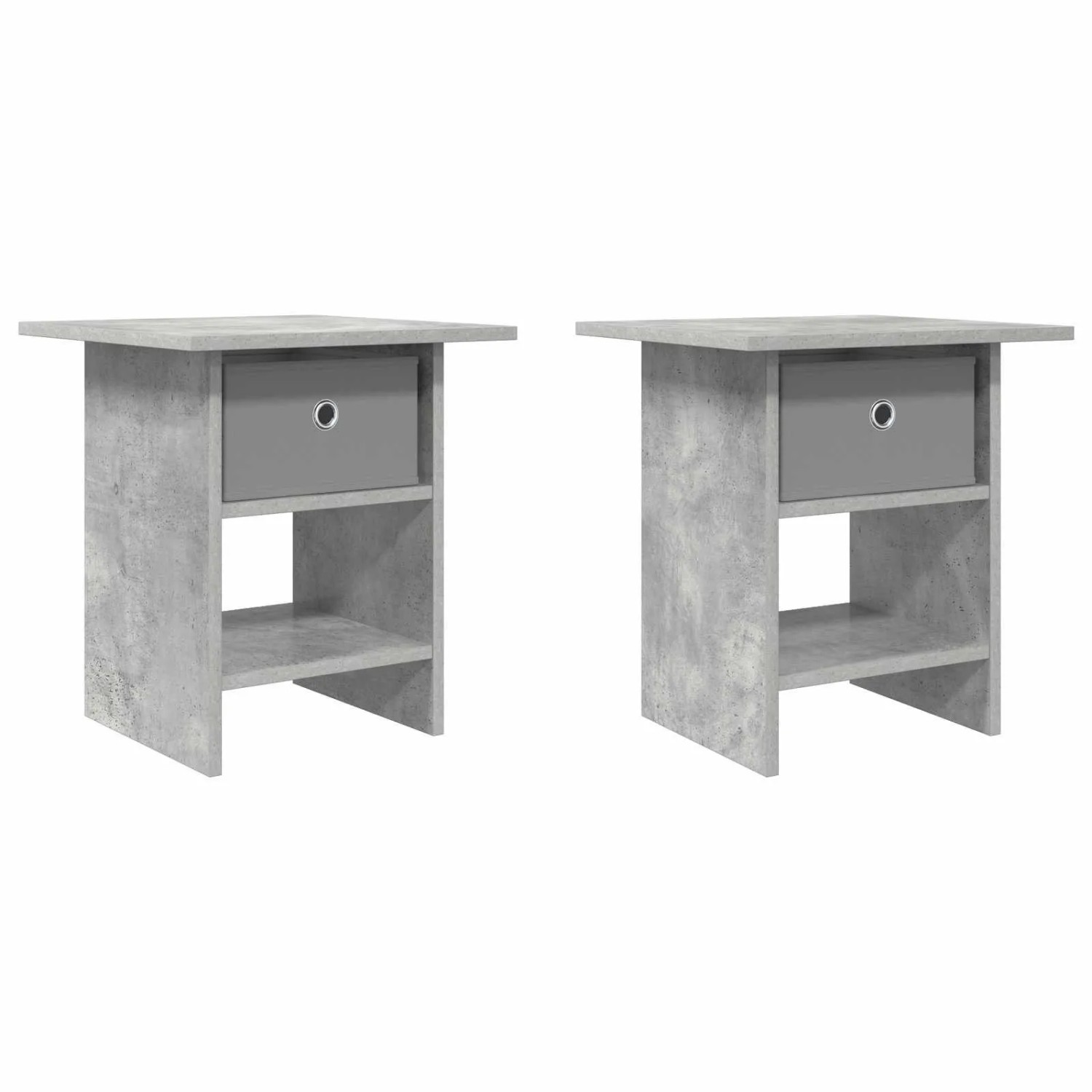 vidaXL Nachttisch 2 Stk Beton Grau 41 x 40 x 45 cm Holzwerkstoff 8000443