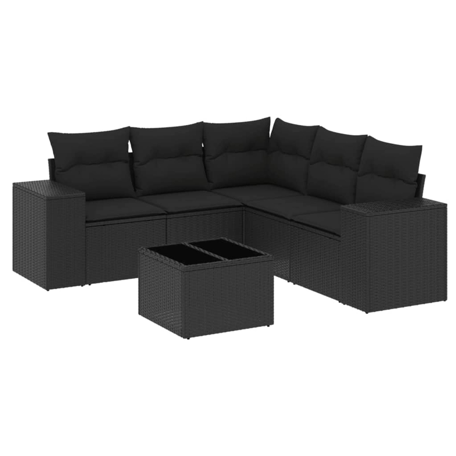 vidaXL 6-Tlg Garten-Sofagarnitur mit Kissen Schwarz Poly Rattan 3254892 günstig online kaufen