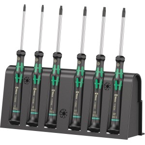 Wera Schraubendreher-Set, 6-teilig, für TX-BO Schrauben, mit Rack zur Aufbewahrung.