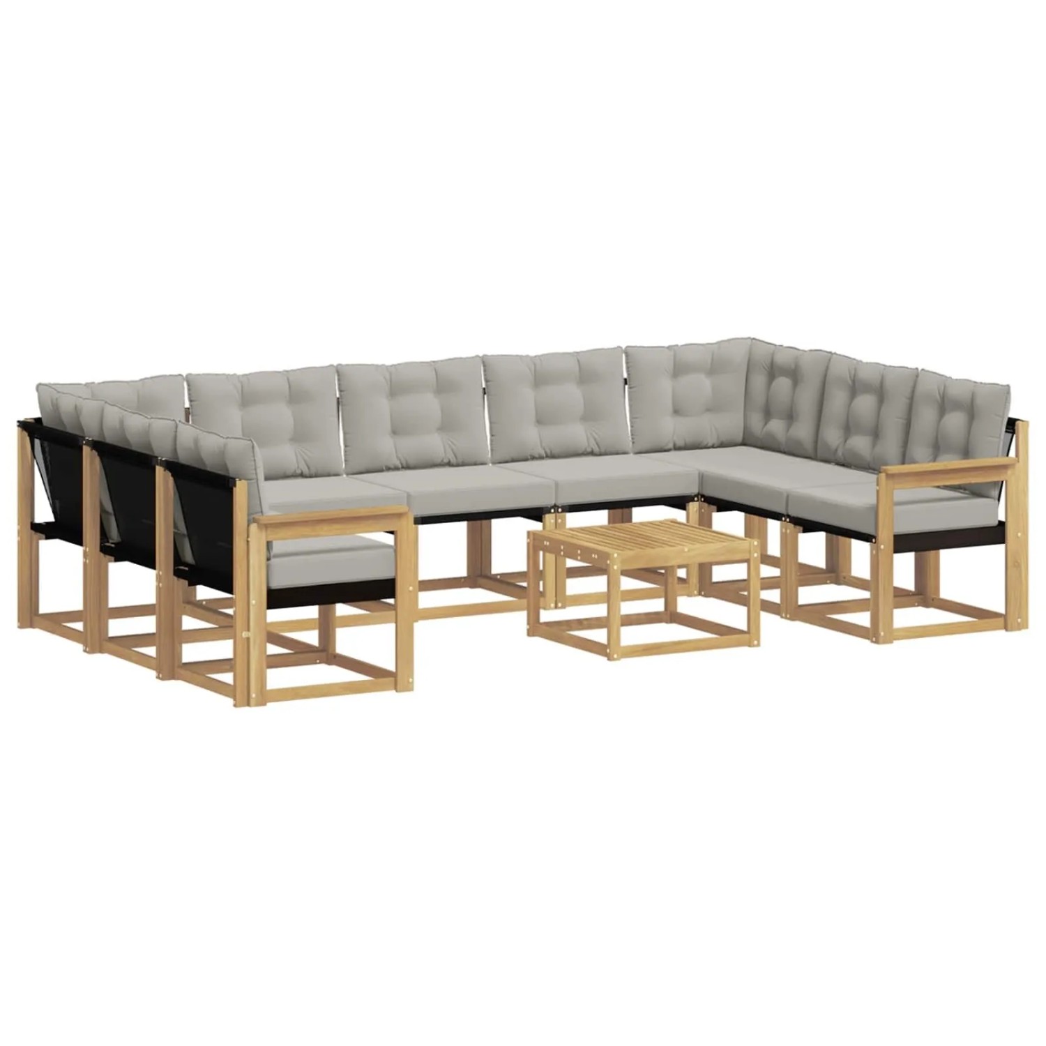 vidaXL Outdoor-Sofagarnitur mit Kissen 10 Stk Weiß und Hellgrau 3389877