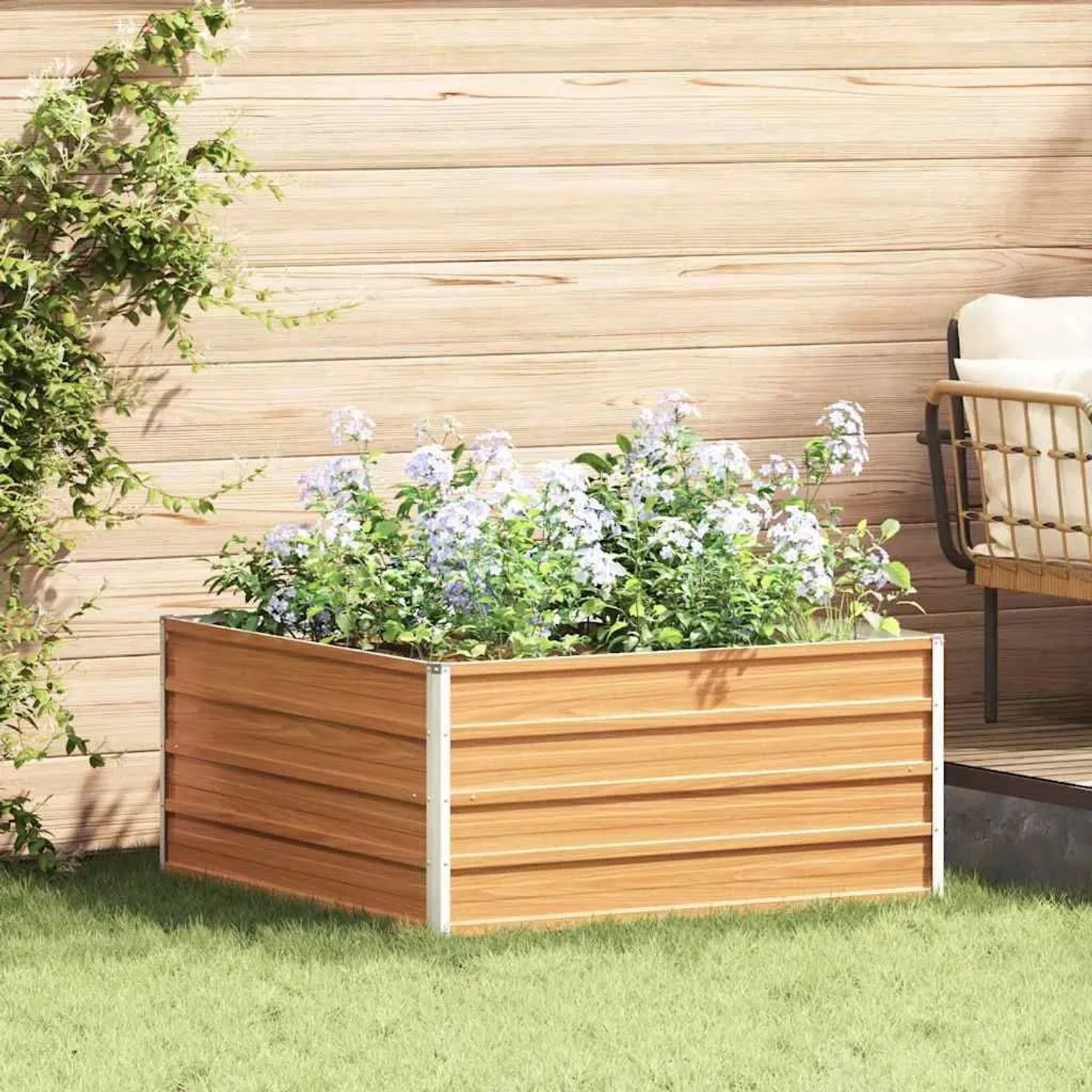 Furnicato Hochbeet Hellbraun 100 X 100 X 45 Cm Verzinkter Stahl