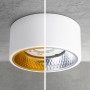 OLINO LED Aufbauspot 4er Set, weiß matt, mit wechselbaren Blenden in Gold und Silber.