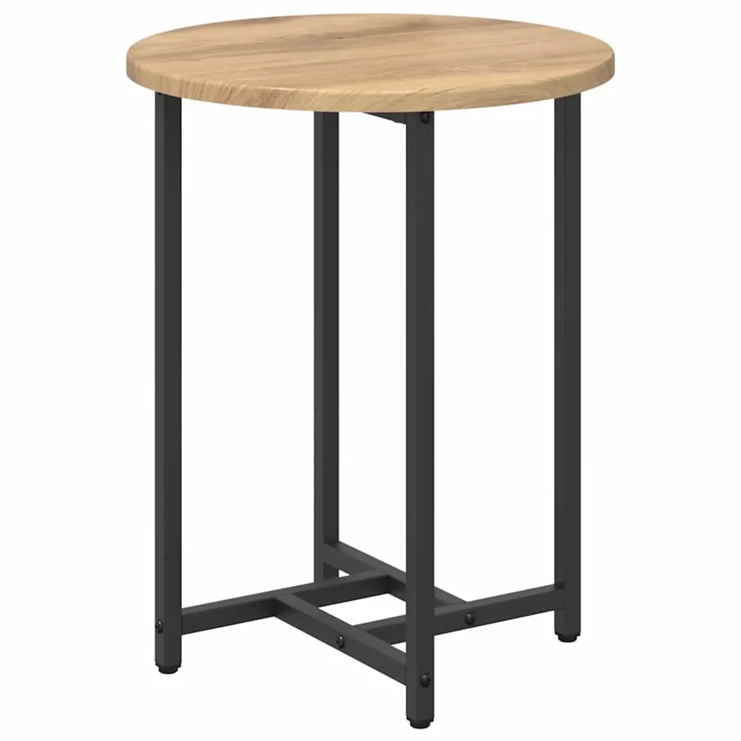 vidaXL Beistelltisch-Set, 2-teilig, Artisan Eiche/Schwarz, runde Tischplatte, Metallgestell.