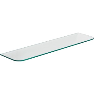 Klarer Glasboden Bransley mit gerundeten Ecken, 60x15cm, für Regale und Möbel.