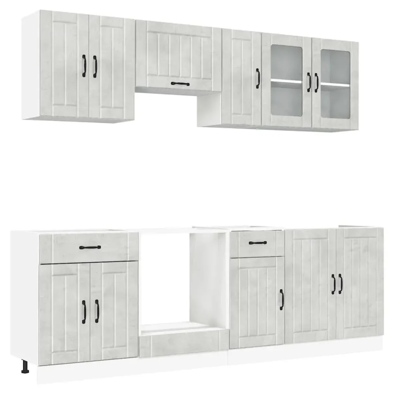 vidaXL 8-Tlg Küchenschrank-Set Lucca Betongrau Holzwerkstoff 3314835