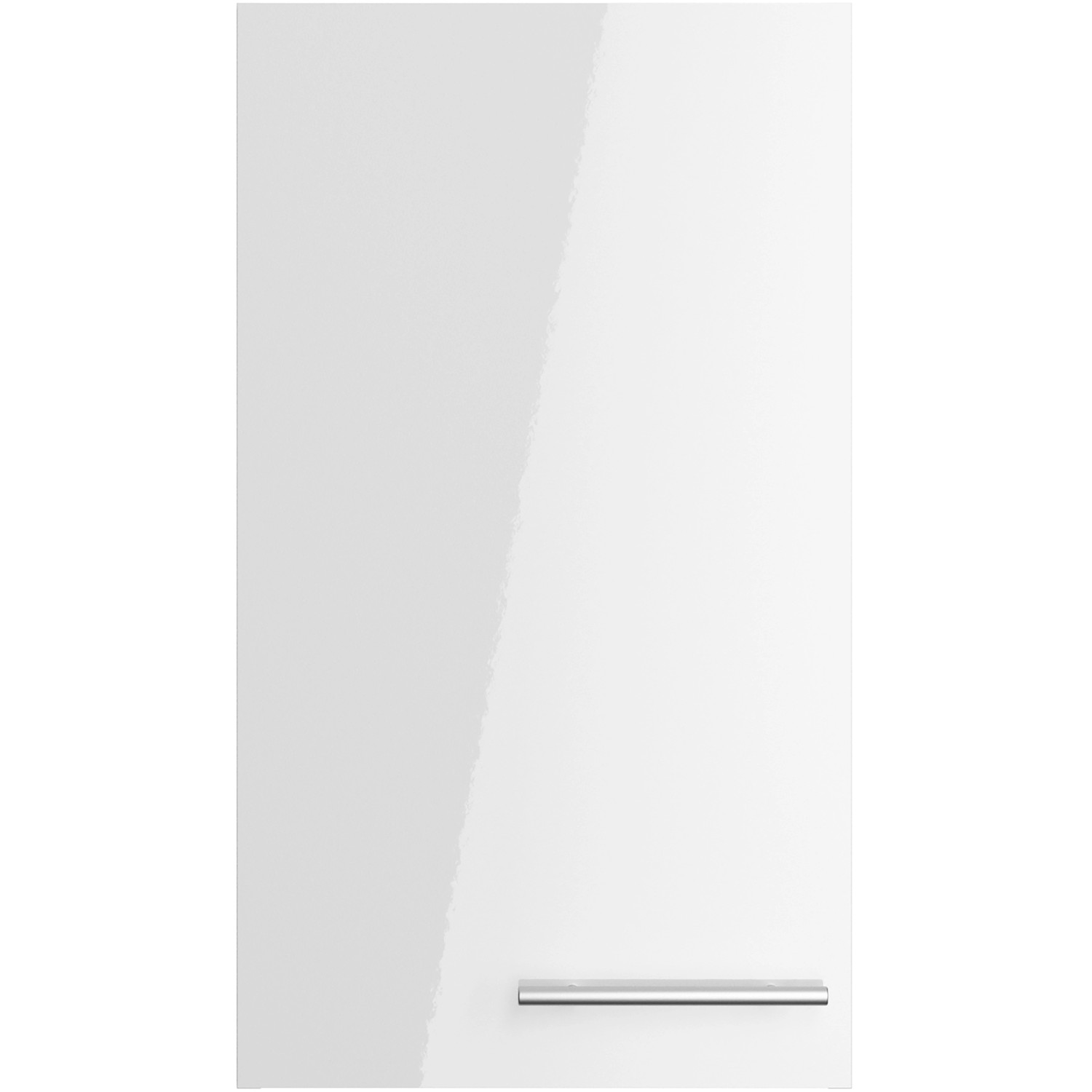 Optifit Rurik986 Küchen-Hängeschrank, 40 cm, weiß glänzend mit Edelstahlgriff.