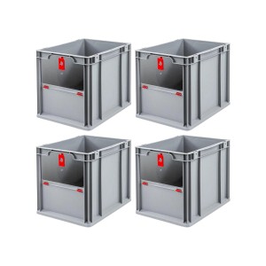 4er Set graue PROREGAL Euroboxen NextGen Insight Cover, 30L, für Lagerung und Transport.