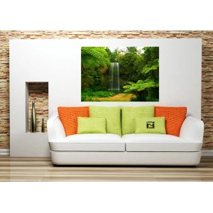 Sanders Fototapete Wasserfall Grün, 180x127cm. Natur-Motiv für Wohnraum.