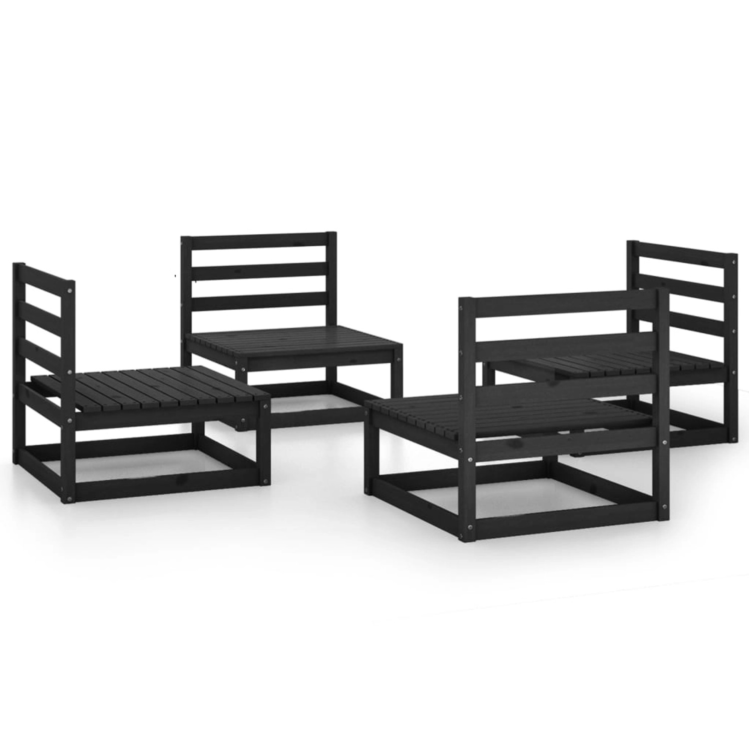 vidaXL 4-tlg Garten-Lounge-Set Schwarz Massivholz Kiefer Modell 1 günstig online kaufen