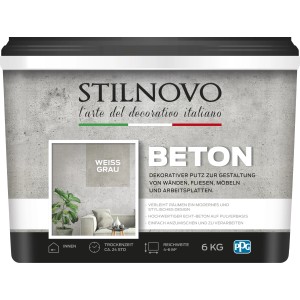 Eimer Stilnovo Beton-Putz Weissgrau, 6 kg, für Effektvolle Wandgestaltung.