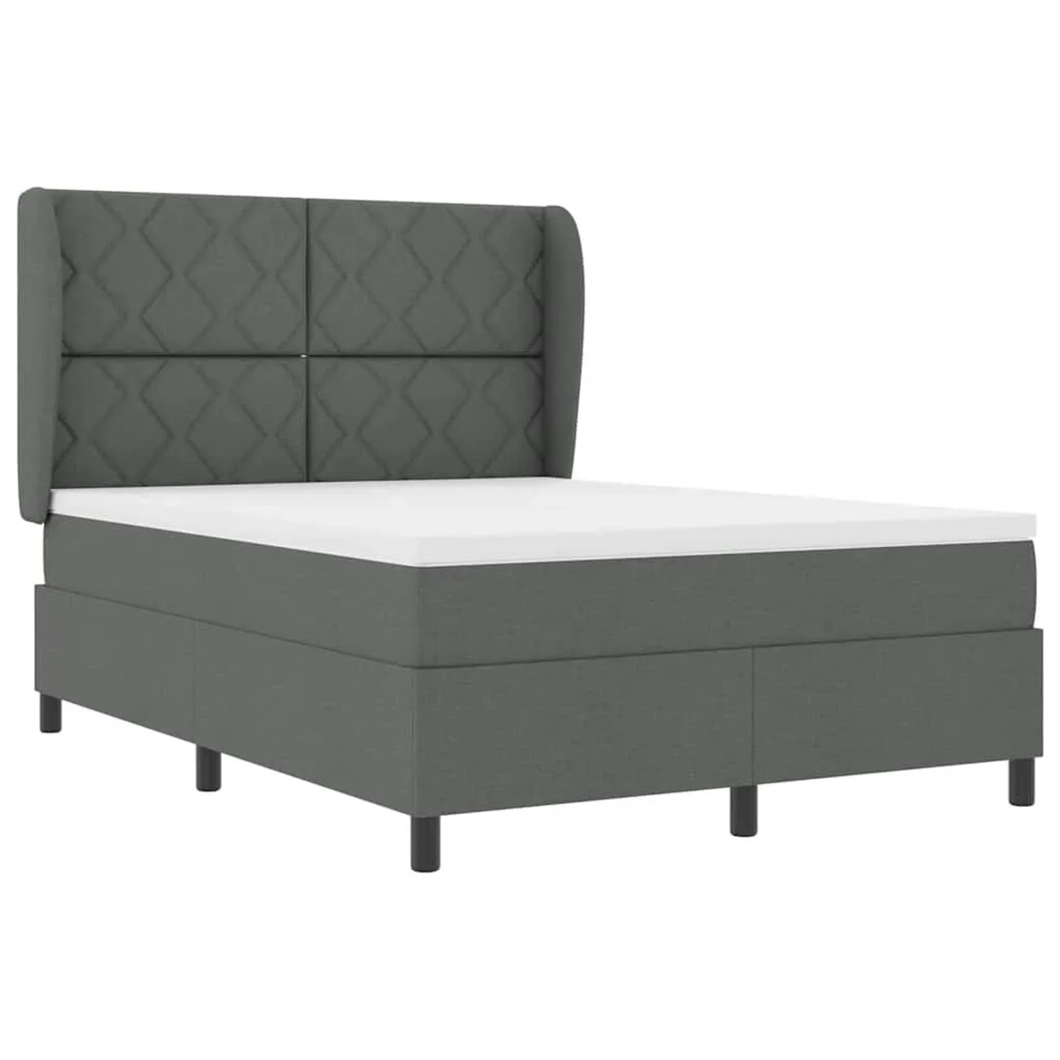 vidaXL Boxspringbett mit Matratze Dunkelgrau 140 x 190 cm Stoff 3340621