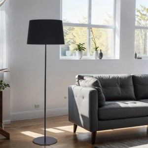 Licht-Erlebnisse Stehlampe Schwarz 148 cm Klein E27 Stoff Metall