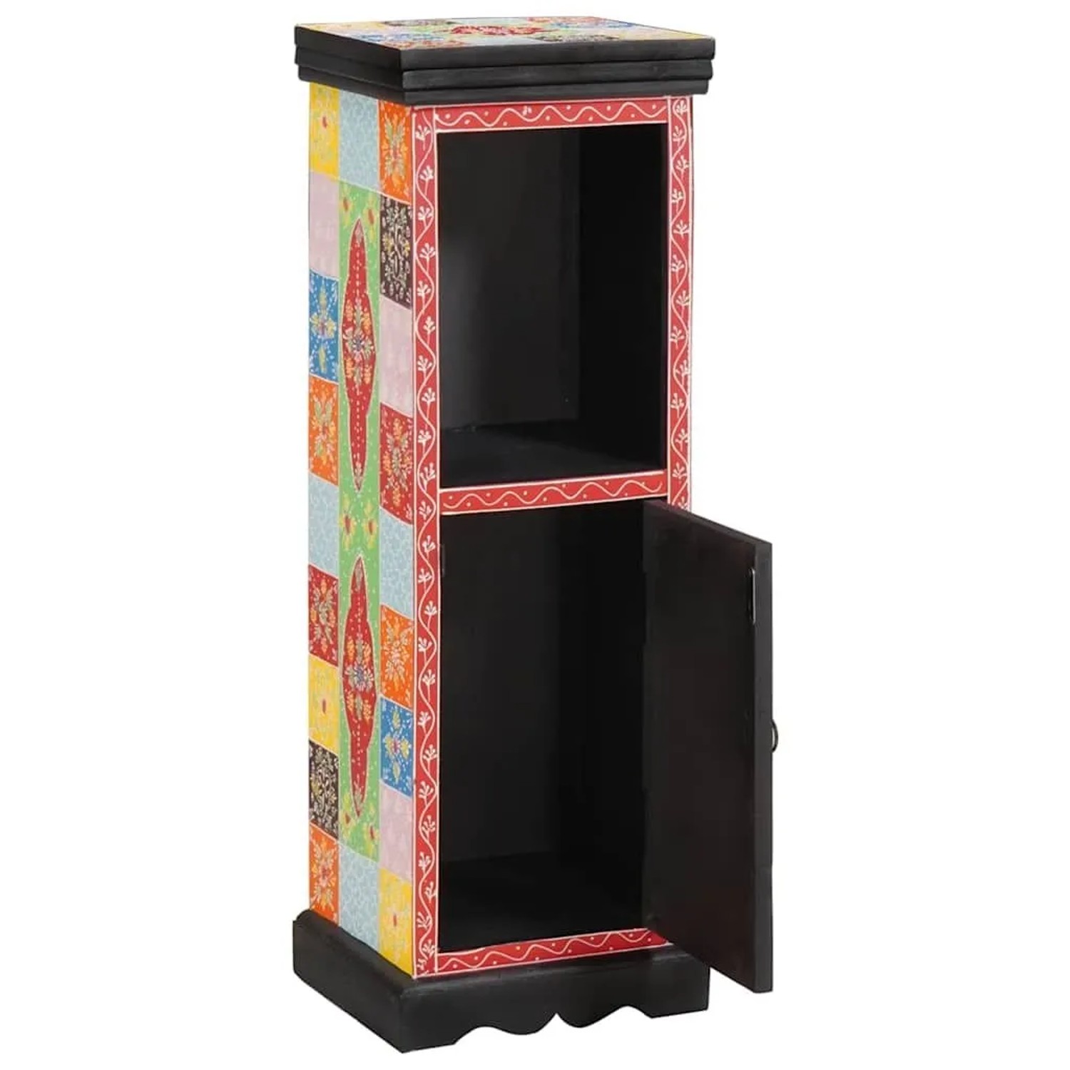 vidaXL Kommode mit Tür Mehrfarbig 30 x 30 x 90 cm Massivholz Mango 4017585