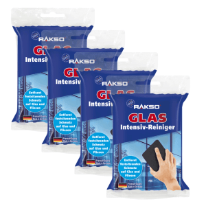 RAKSO Glas Intensivreiniger Schwämme, 4er-Pack zur Reinigung von Glas und Fliesen.