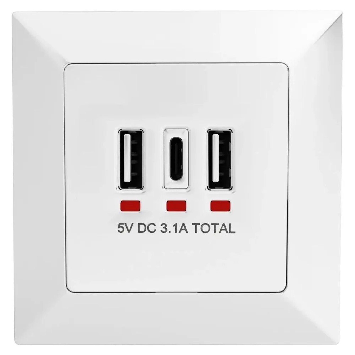 hb-digital Wandsteckdose Unterputz mit 2x USB-A und 1x USB-C Ports Weiß