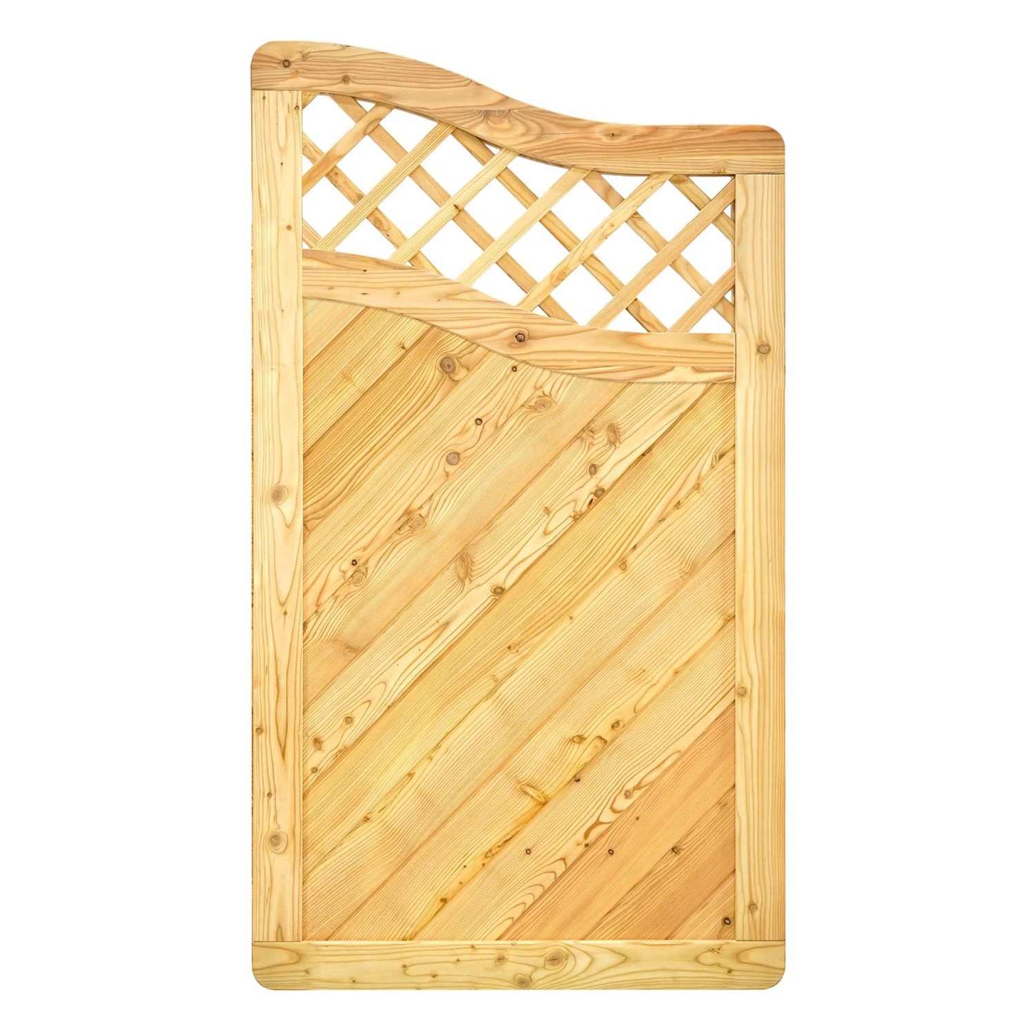 GartenLand Massivzaun NIZZA Gebogen + Rankg. 90x150 cm Holzzaun Lärche PEFC Massiver Rahmen 44x88 mm Sehr Stabil