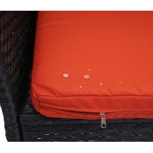 MCW Poly-Rattan Gartenbank: Terracotta Kissen mit Reißverschluss. Wasserabweisender Bezug mit Wassertropfen.