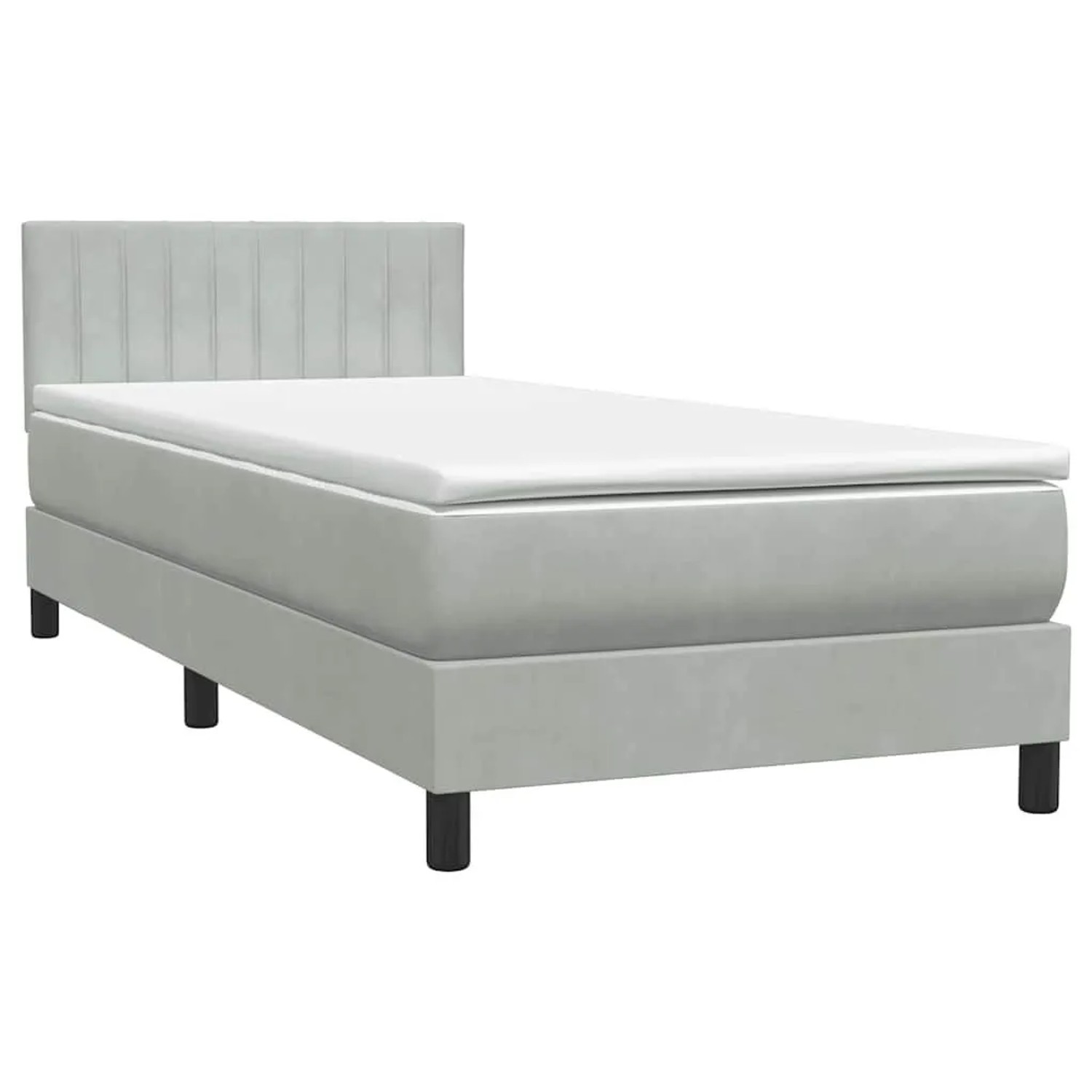 vidaXL Boxspringbett mit Matratze Hellgrau 80x210 cm Samt 3316377 günstig online kaufen