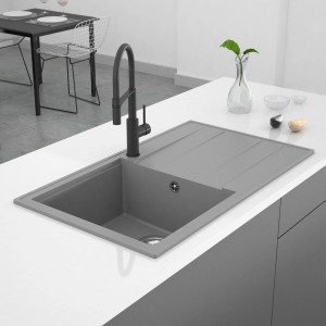 Miló Einbauspüle Luxuria 86 Grau, Granitverbundstoff, 39 cm Beckenbreite.
