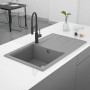 Miló Einbauspüle Luxuria 86 Grau, Granitverbundstoff, 39 cm Beckenbreite.