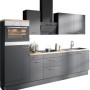 Moderne Optifit Küchenzeile Optikoncept Ingvar 270 cm in Anthrazit mit E-Geräten.