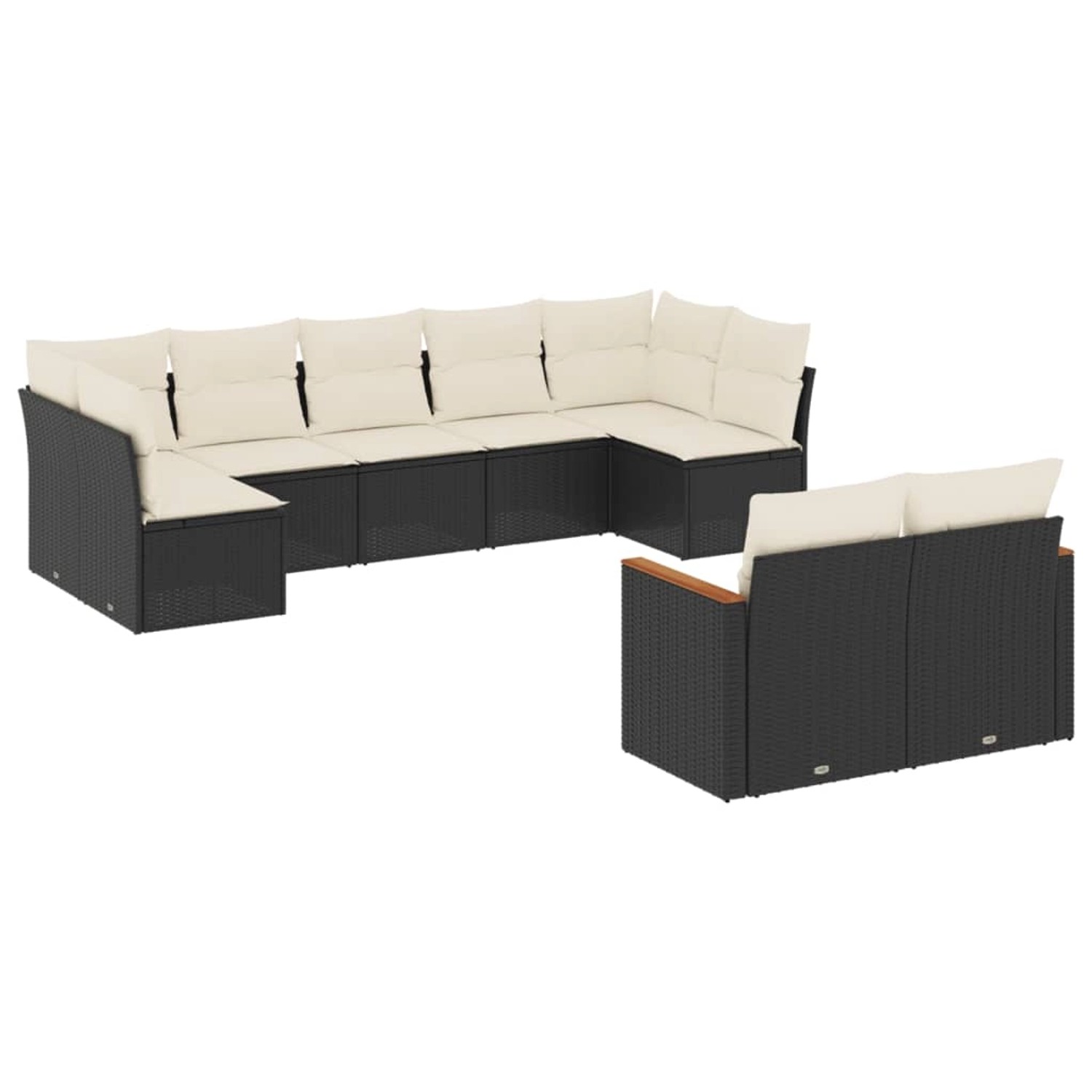 vidaXL 9-Tlg Garten-Sofagarnitur mit Kissen Schwarz Poly Rattan 3258689 günstig online kaufen