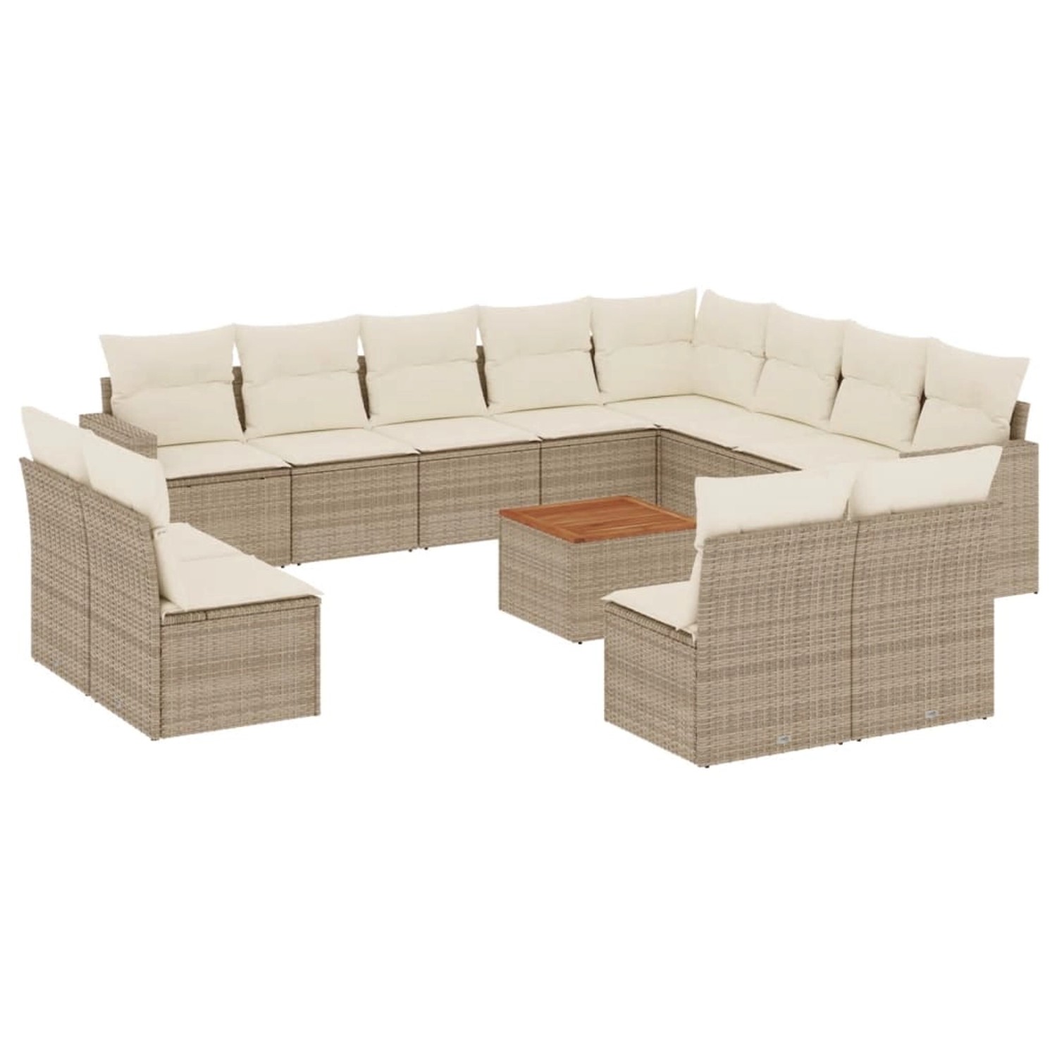 vidaXL 13-Tlg Garten-Sofagarnitur mit Kissen Beige Poly Rattan 3256702 günstig online kaufen