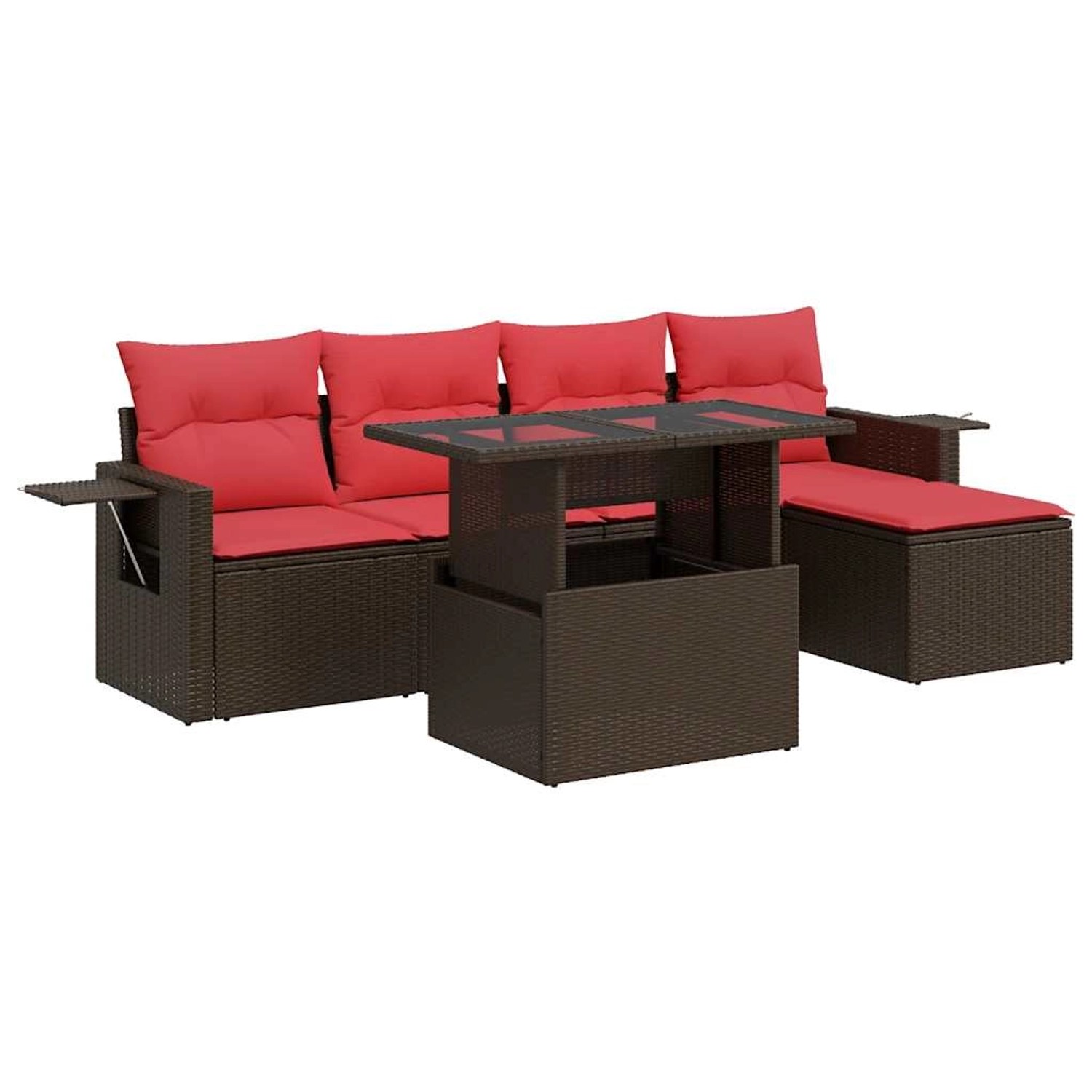 vidaXL 6-Tlg Garten-Sofagarnitur mit Kissen Braun Poly Rattan Akazie 332646 günstig online kaufen