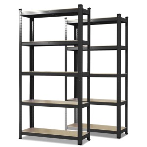 KARAT Schwerlastregal Lakota 2er Set Traglast bis 875 kg Schwarz 200 x 100 x 50 cm