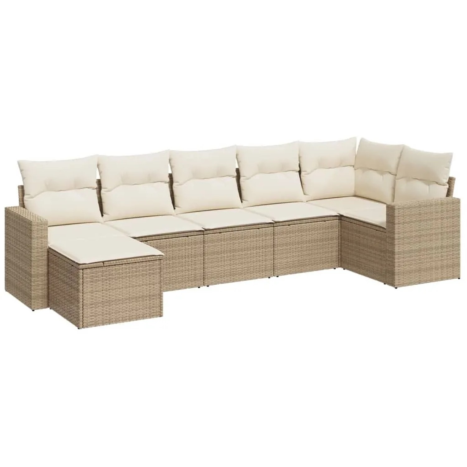 vidaXL 7-Tlg Garten-Sofagarnitur mit Kissen Beige Poly Rattan 3251615 günstig online kaufen