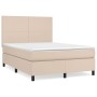 Boxspringbett in Cappuccino-Braun (140x190cm) mit Matratze und Kopfteil.