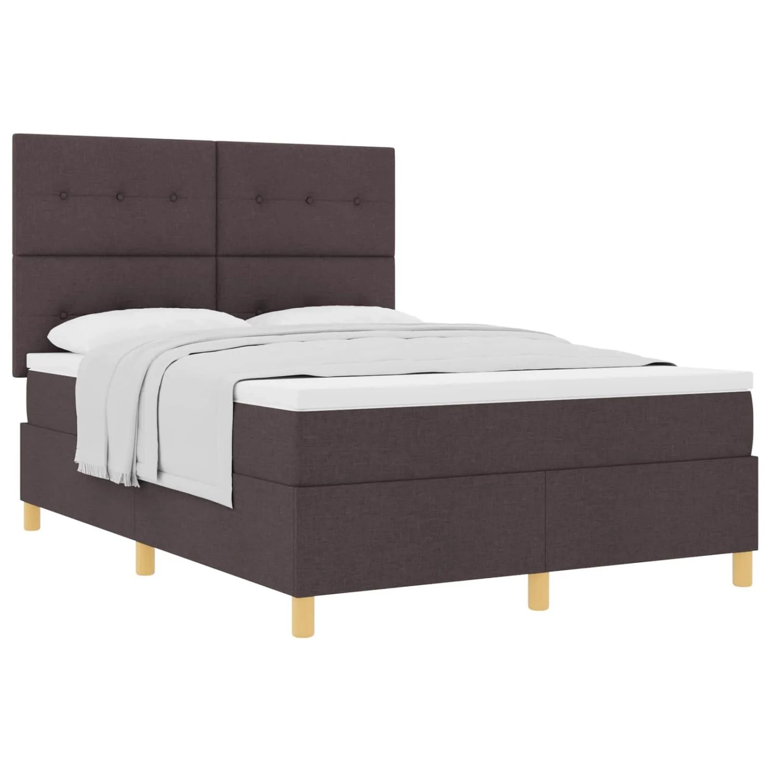 vidaXL Boxspringbett mit Matratze Dunkelbraun 160 x 200 cm Stoff 3339633