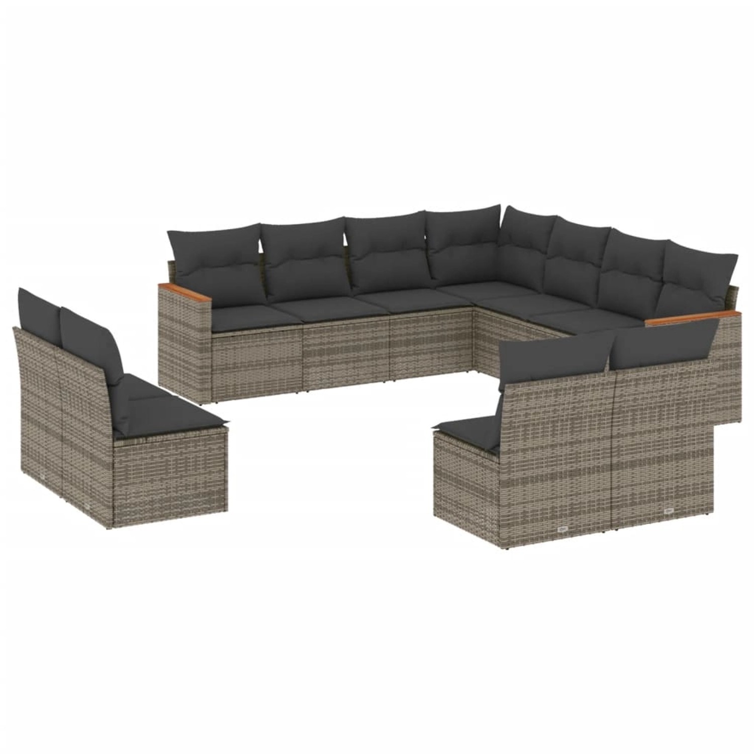 vidaXL 11-Tlg Garten-Sofagarnitur mit Kissen Grau Poly Rattan 3226088 günstig online kaufen