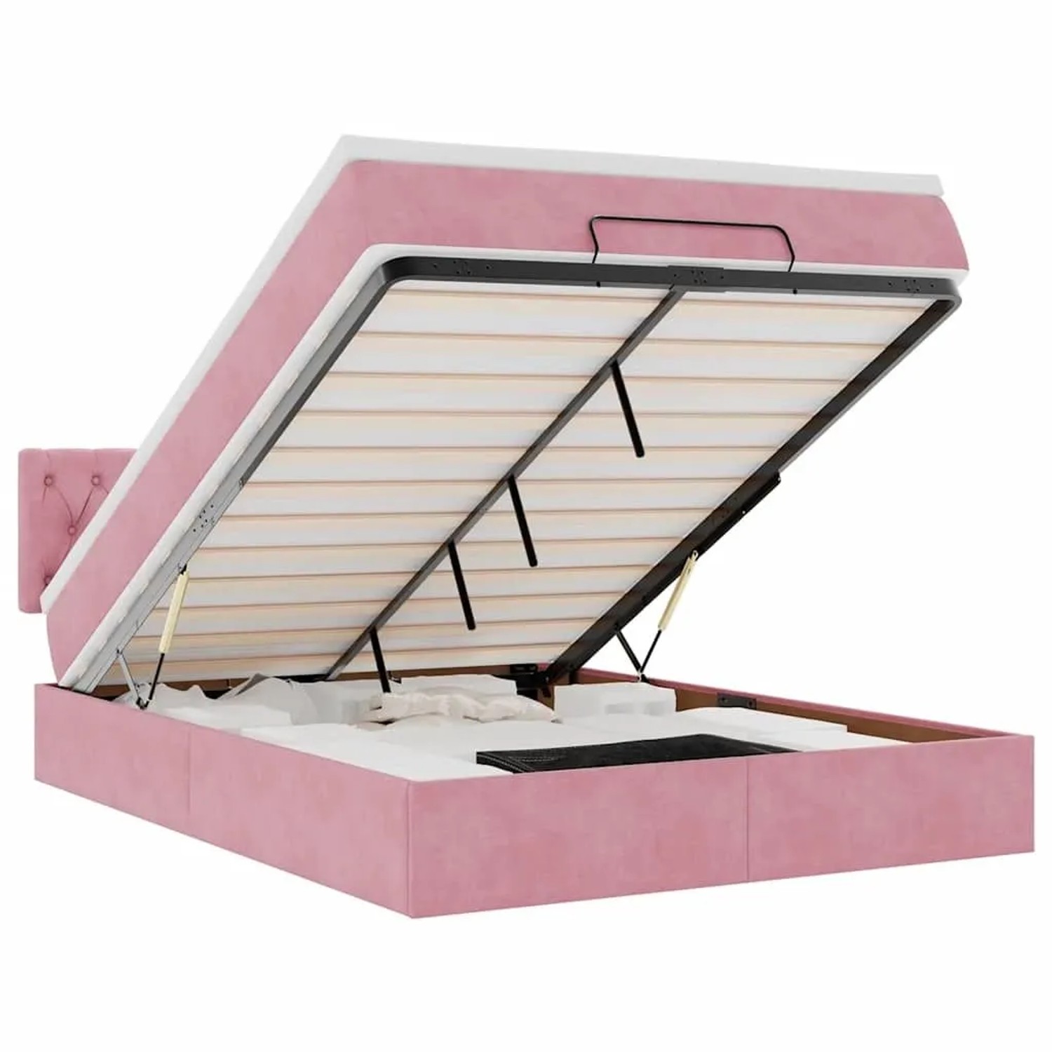 vidaXL Ottoman-Bett mit Matratze & LEDs Rosa 140x200 cm Samt 3312703