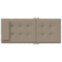 Taupe Hochlehner-Auflage aus Oxford-Gewebe, gefaltet, mit Knopfheftung und Bindebändern. Ideal für Gartenstuhlauflagen.