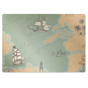 Tulup Bodenschutzmatte Schatzkarte Bodenschutzmatte Bürostuhl 140x100 cm Grün Schreibtischstuhl Unterlage Stuhlunterlage