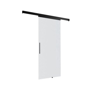 inova Glasschiebetür, satiniert, 900x2035 mm, Komplettset mit schwarzem Stabgriff.