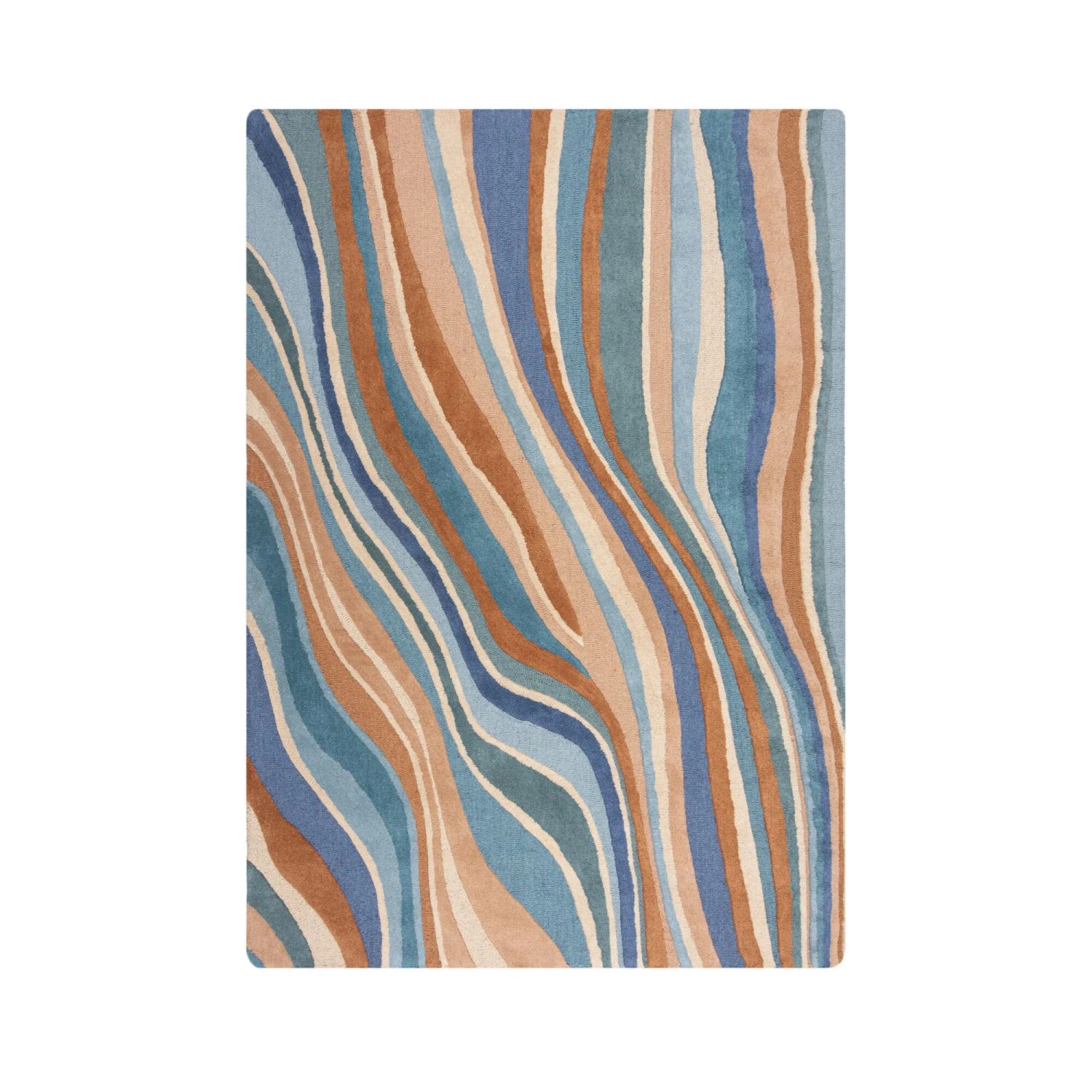 Flair Rugs Wollteppich Abstract Flow 160 cm x 230 cm Blau-Beige