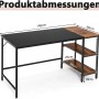 Costway Schreibtisch 140 cm mit Ablage, schwarz/braun, Computertisch für Büro und Arbeitszimmer.