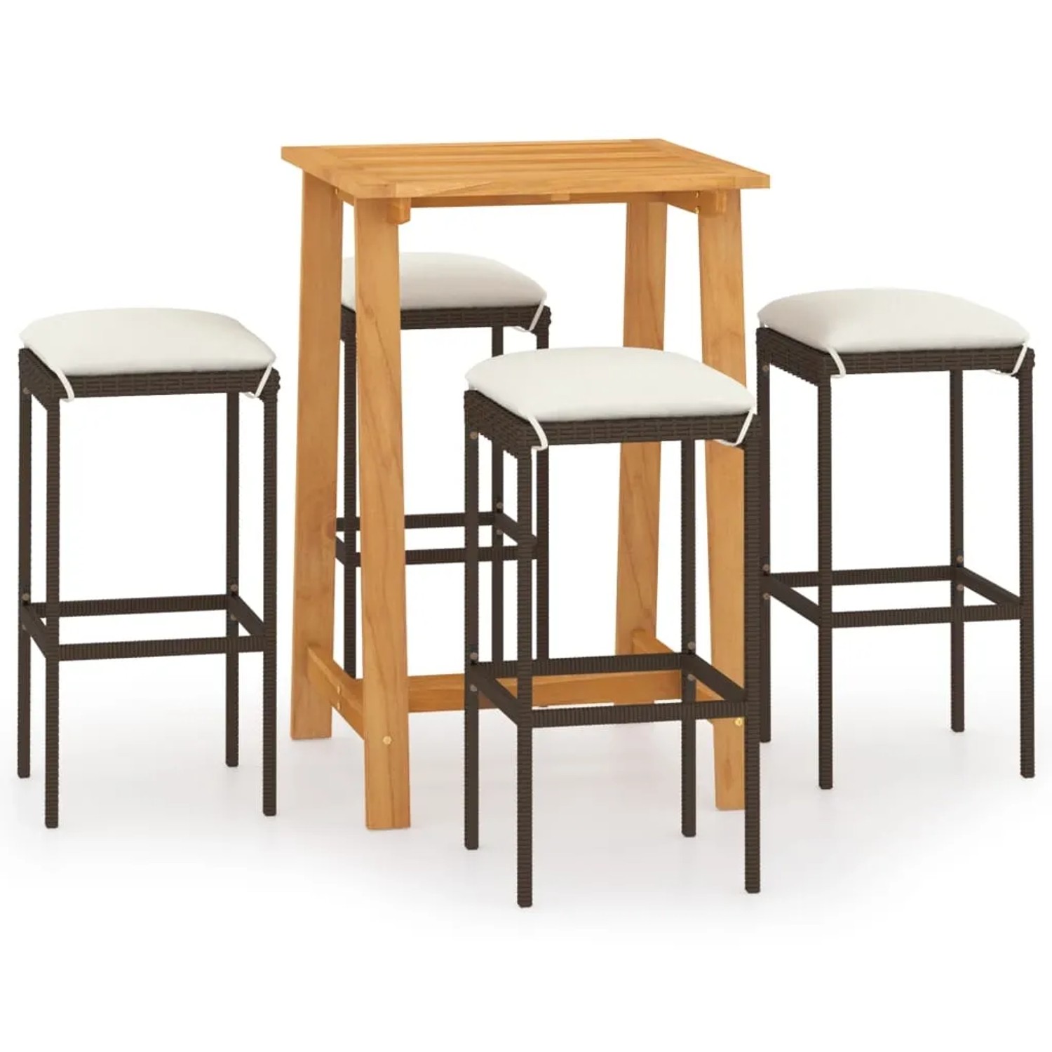 vidaXL 5-Tlg Gartenbar-Set mit Kissen Braun 3067949