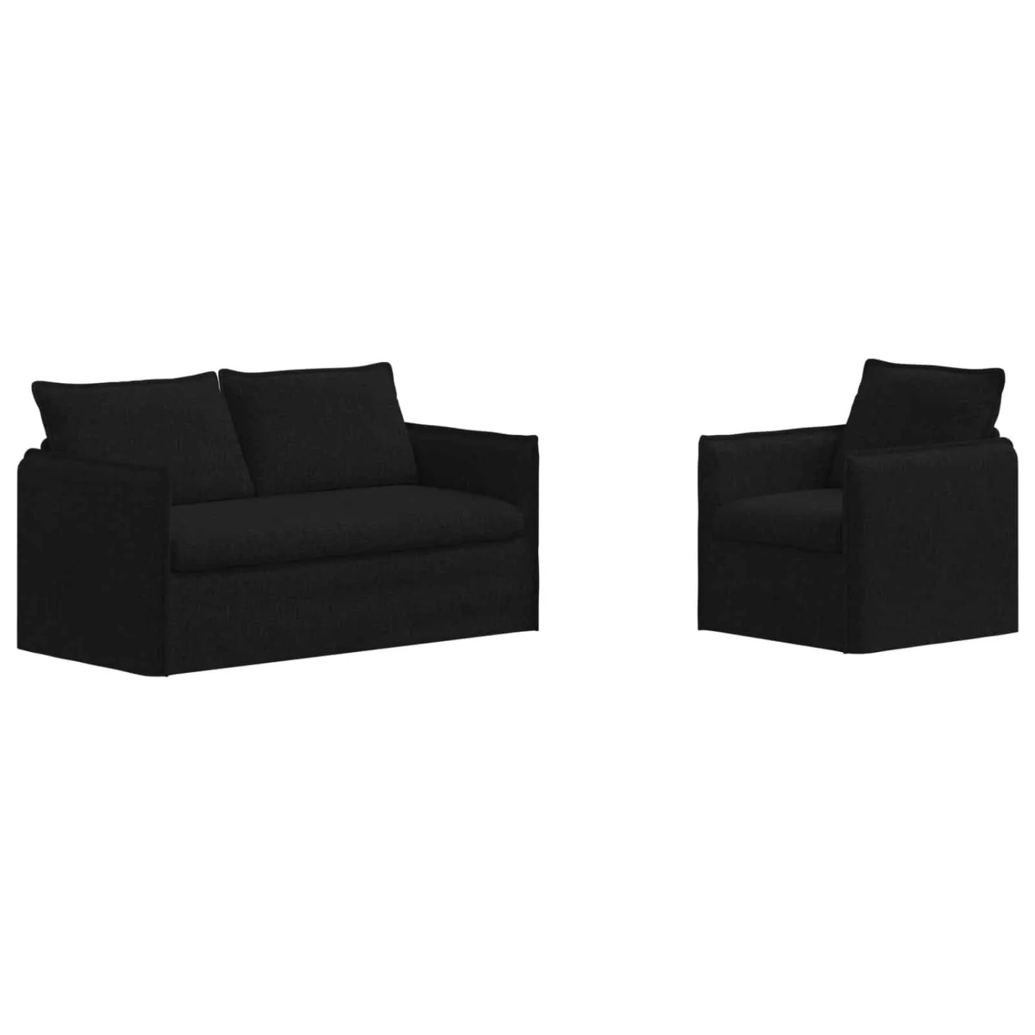 vidaXL Sofa 2-Tlg Schwarz 196 x 82 x 85 cm Stoff 3407569