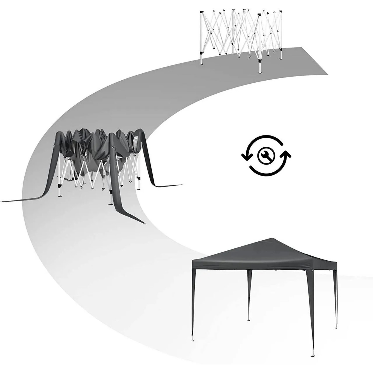 WOLTU Pavillon Pop-Up Wasserdichter Sonnenschutz 3 x 3 m Anthrazit_8
