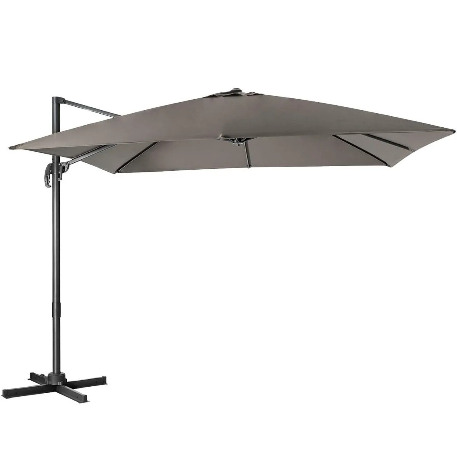 COSTWAY Sonnenschirm 300 x 300 cm mit Kurbel 360° Drehbar Grau